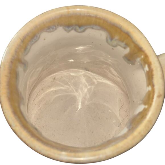 Art Pottery Coffee Mug Stressed Out Heavy Glazed Drip Glaze Unsigned Oversized - Picture 6 of 7